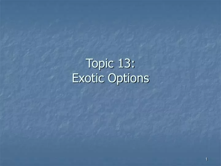 topic 13 exotic options