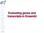 Evaluating genes and transcripts in Ensembl - slide 1