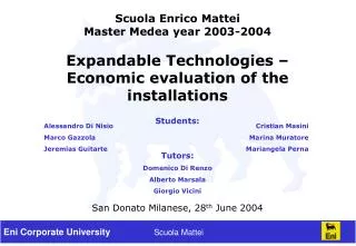 Scuola Enrico Mattei Master Medea year 2003-2004
