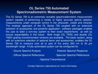 OL Series 750 Automated Spectroradiometric Measurement System