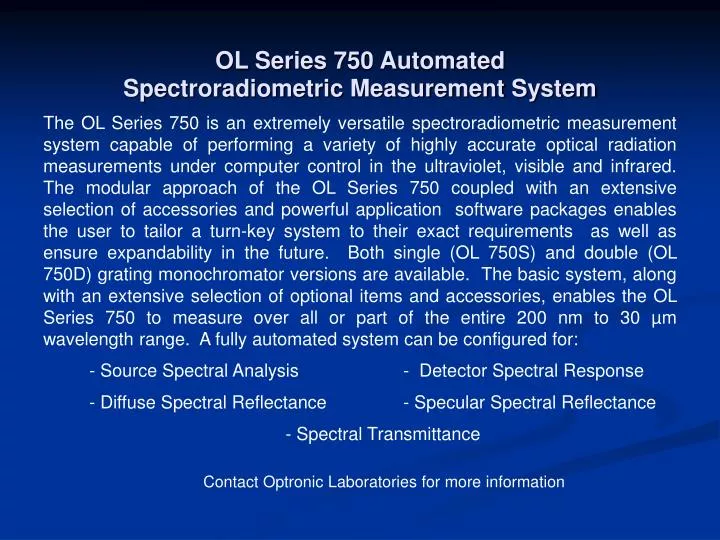 ol series 750 automated spectroradiometric measurement system