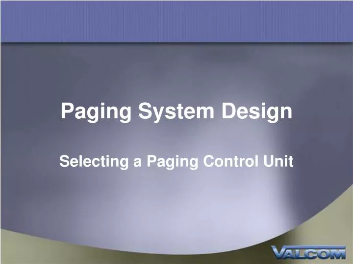 paging system design