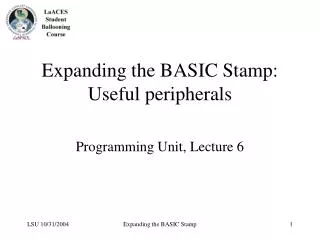 Expanding the BASIC Stamp: Useful peripherals