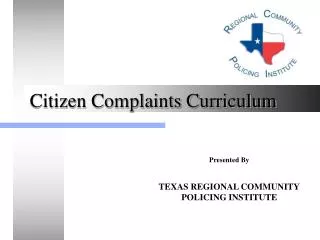 Citizen Complaints Curriculum