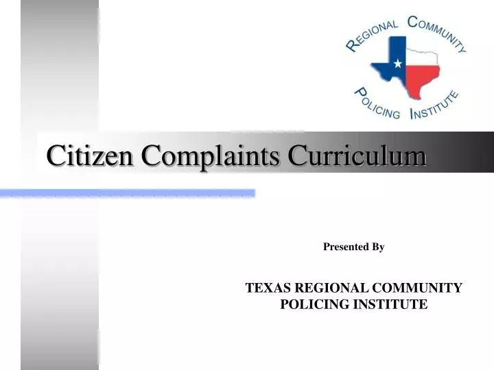 citizen complaints curriculum