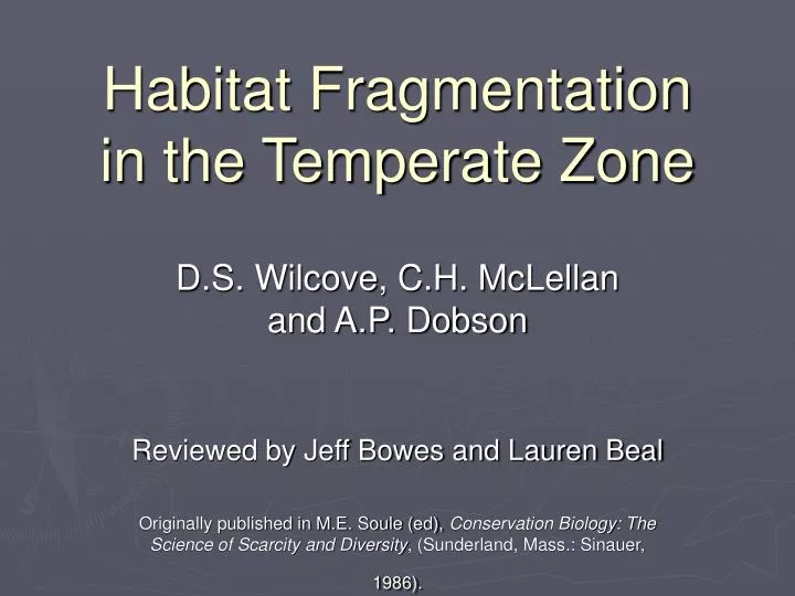 habitat fragmentation in the temperate zone