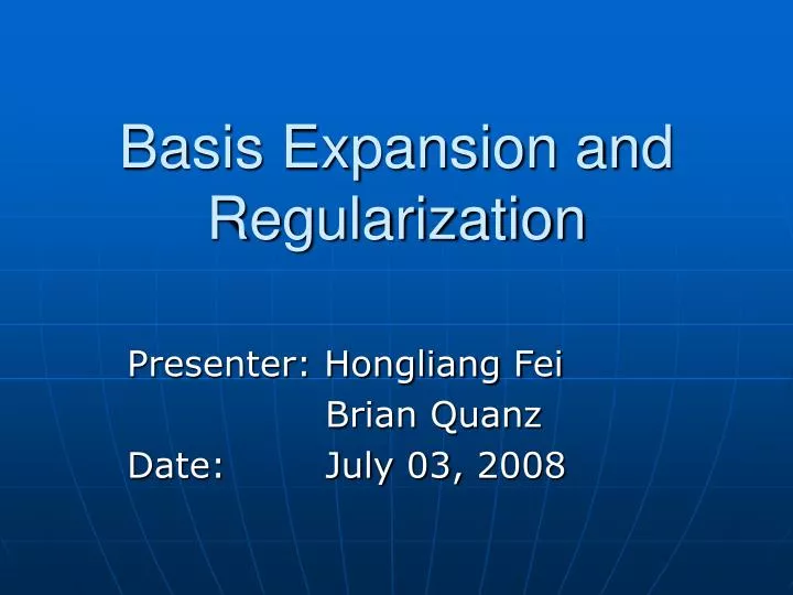 basis expansion and regularization