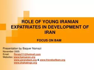 ROLE OF YOUNG IRANIAN EXPATRIATES IN DEVELOPMENT OF IRAN