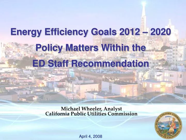 michael wheeler analyst california public utilities commission