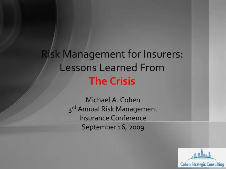 risk management for insurers lessons learned from the crisis
