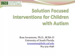 Solution Focused Interventions for Children with Autism