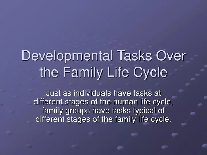 developmental tasks over the family life cycle