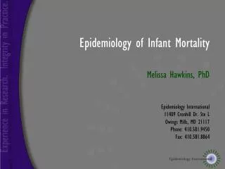 Epidemiology of Infant Mortality
