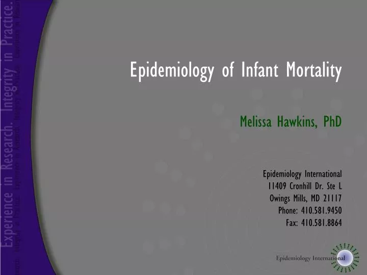 epidemiology of infant mortality