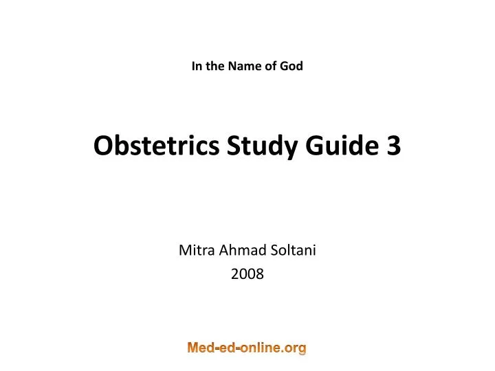 in the name of god obstetrics study guide 3