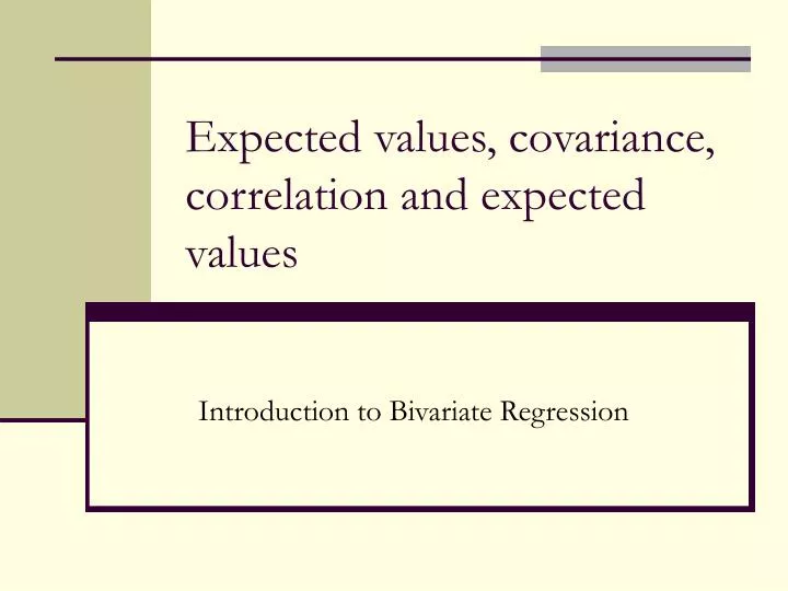 expected values covariance correlation and expected values