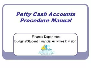 Petty Cash Accounts Procedure Manual