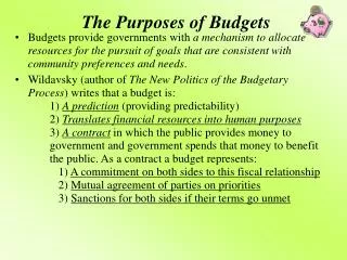The Purposes of Budgets