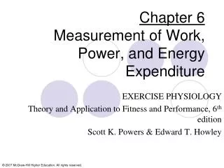 Chapter 6 Measurement of Work, Power, and Energy Expenditure