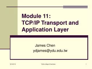 Module 11: TCP/IP Transport and Application Layer
