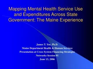 Mapping Mental Health Service Use and Expenditures Across State Government: The Maine Experience