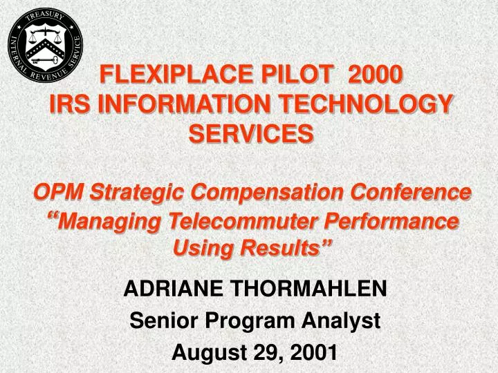 adriane thormahlen senior program analyst august 29 2001