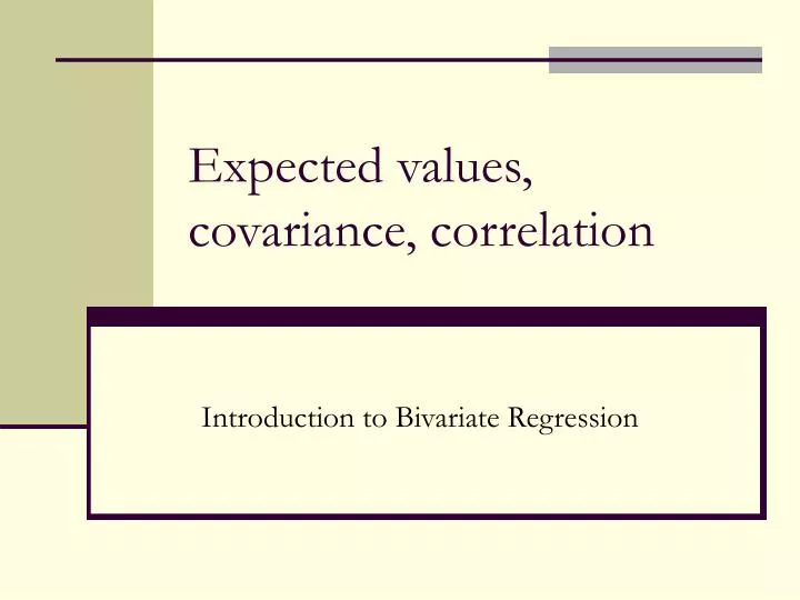 expected values covariance correlation