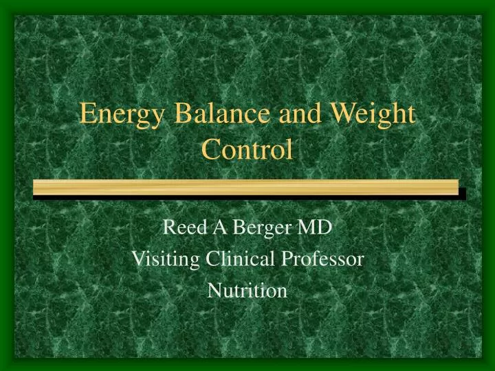 energy balance and weight control