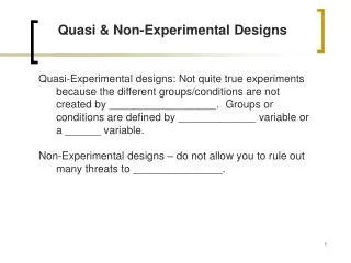 Quasi &amp; Non-Experimental Designs
