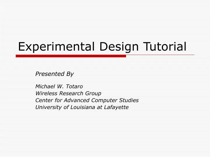 experimental design tutorial