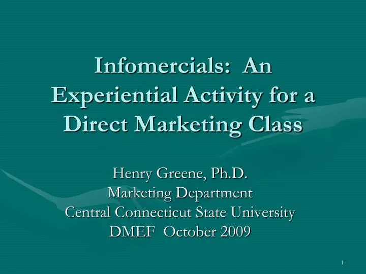 infomercials an experiential activity for a direct marketing class