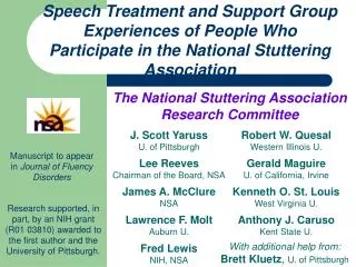 Speech Treatment and Support Group Experiences of People Who Participate in the National Stuttering Association