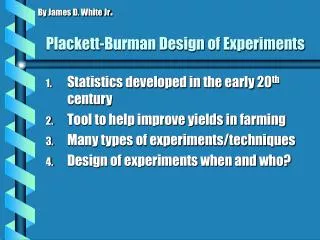 Plackett-Burman Design of Experiments