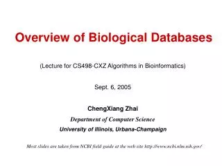 Overview of Biological Databases