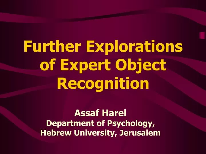 further explorations of expert object recognition