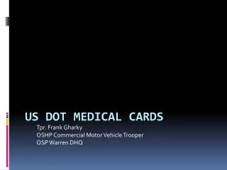 US DOT Medical Cards