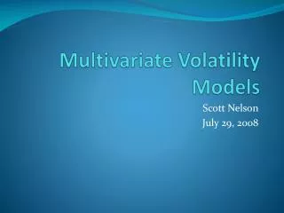 Multivariate Volatility Models