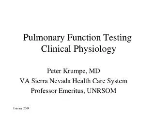 Pulmonary Function Testing Clinical Physiology