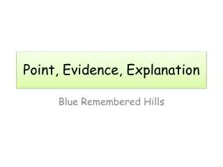 Point, Evidence, Explanation