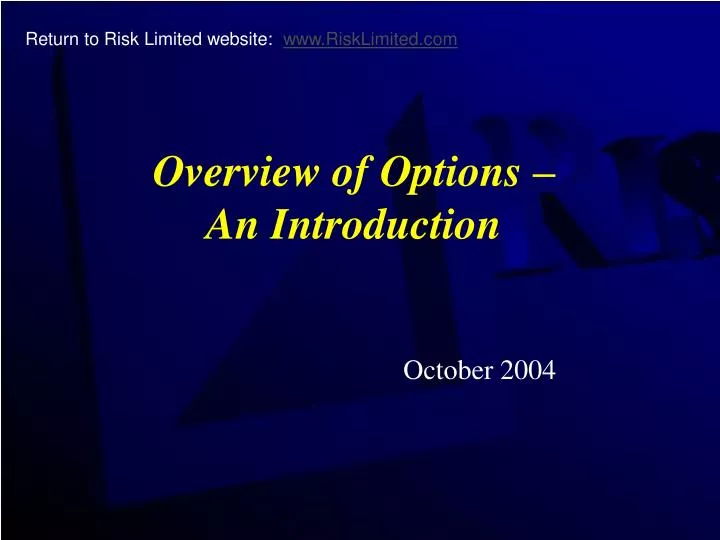 overview of options an introduction
