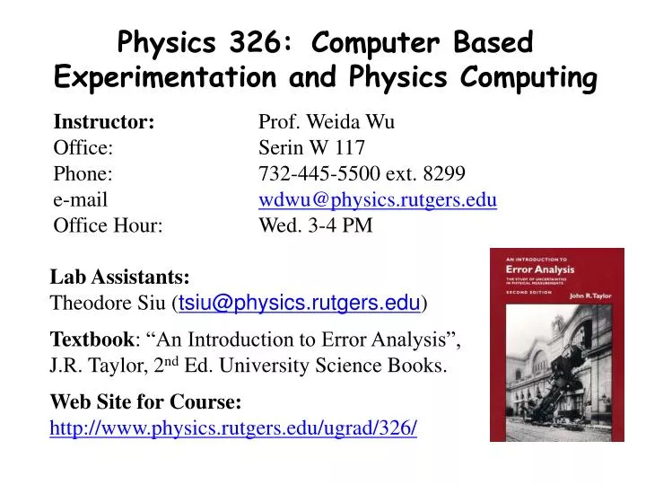 physics 326 computer based experimentation and physics computing