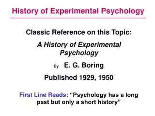 History of Experimental Psychology