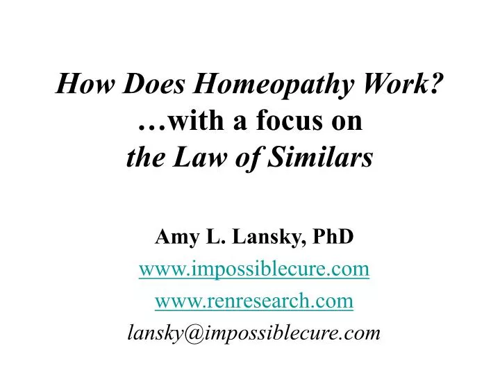 how does homeopathy work with a focus on the law of similars