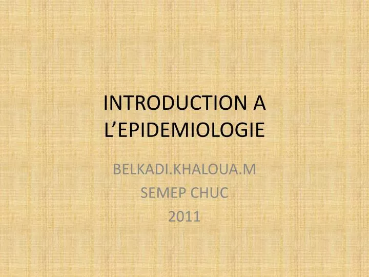 introduction a l epidemiologie