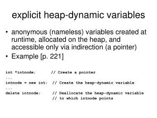 explicit heap-dynamic variables