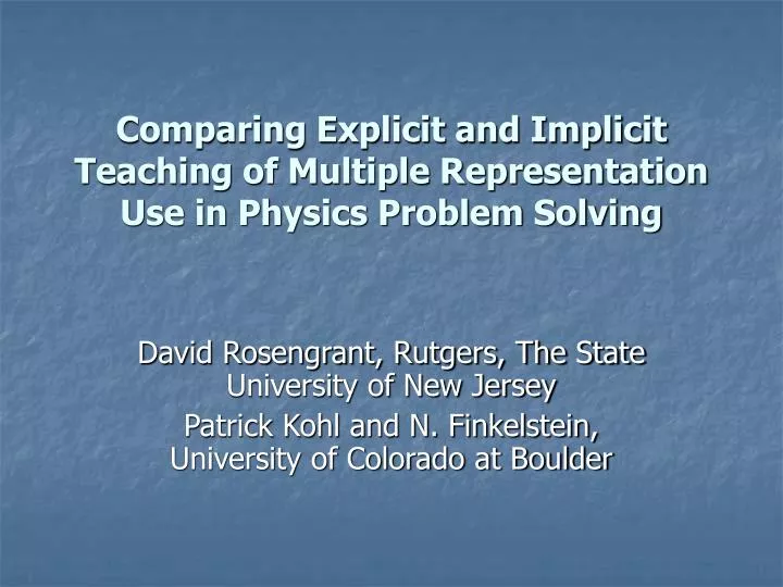 comparing explicit and implicit teaching of multiple representation use in physics problem solving