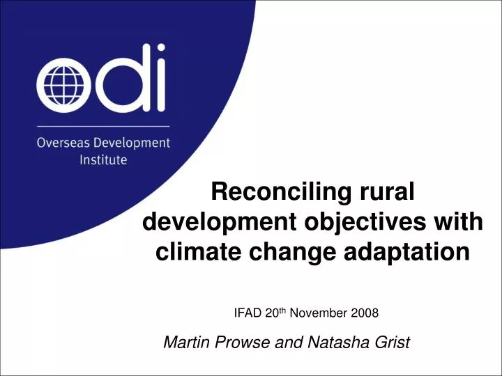 reconciling rural development objectives with climate change adaptation