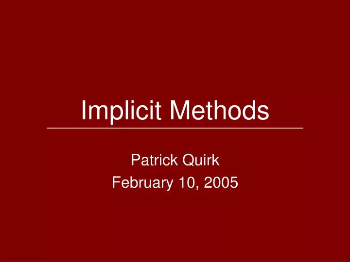 implicit methods