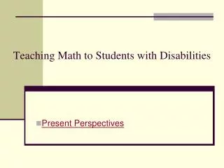 Teaching Math to Students with Disabilities