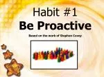 Habit #1 Be Proactive Based on the work of Stephen Covey - slide 1